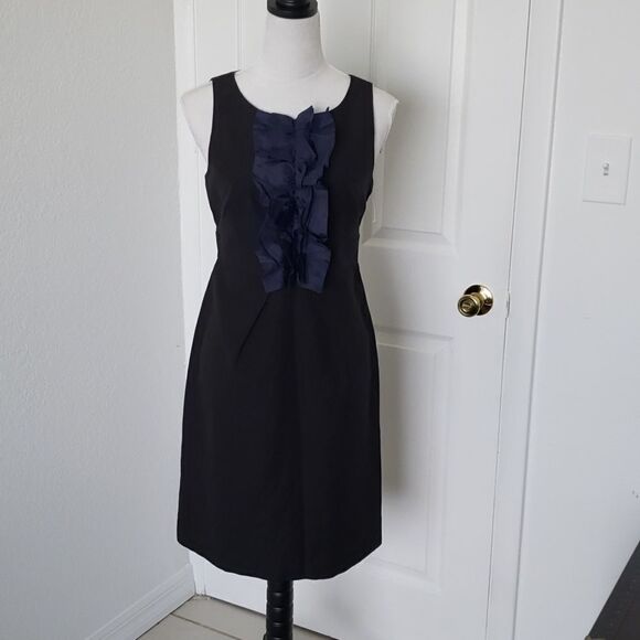 ANTHROPOLOGIE Leifsdottir Black Blue Ruffles Mini Dress - Picture 1 of 16